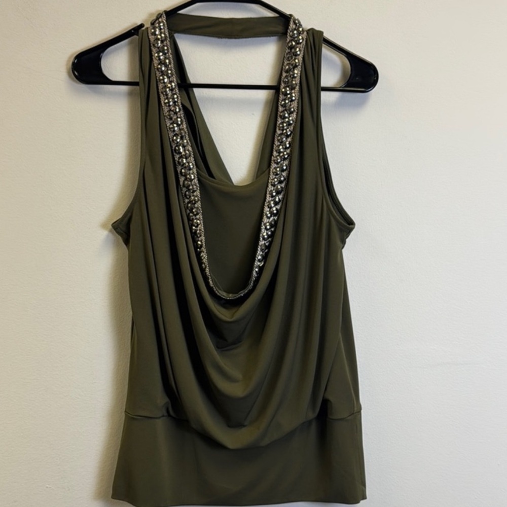 Jennifer Lopez Green Backless Embellished Tank Top
